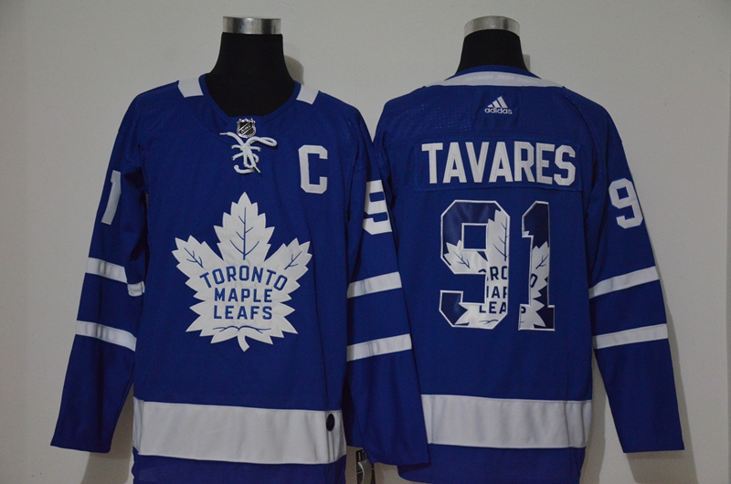 Men Toronto Maple Leafs #91 Tavares Blue Adidas Hockey print NHL Jerseys